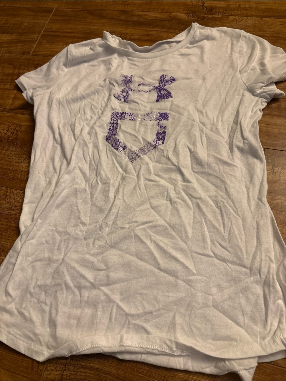 Under Armour White Short Sleeve Tee with Purple Logo
